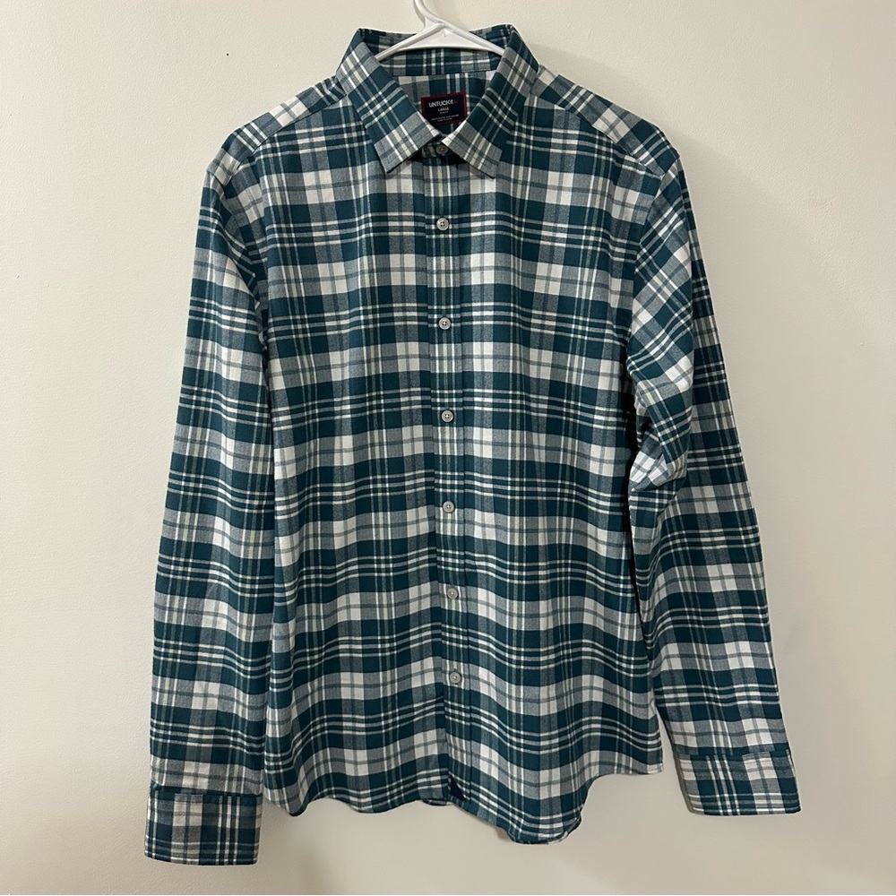 UNTUCKit Ferney Long Sleeved Blue Plaid Flannel Button Up Shirt Mens‎ Sz Large